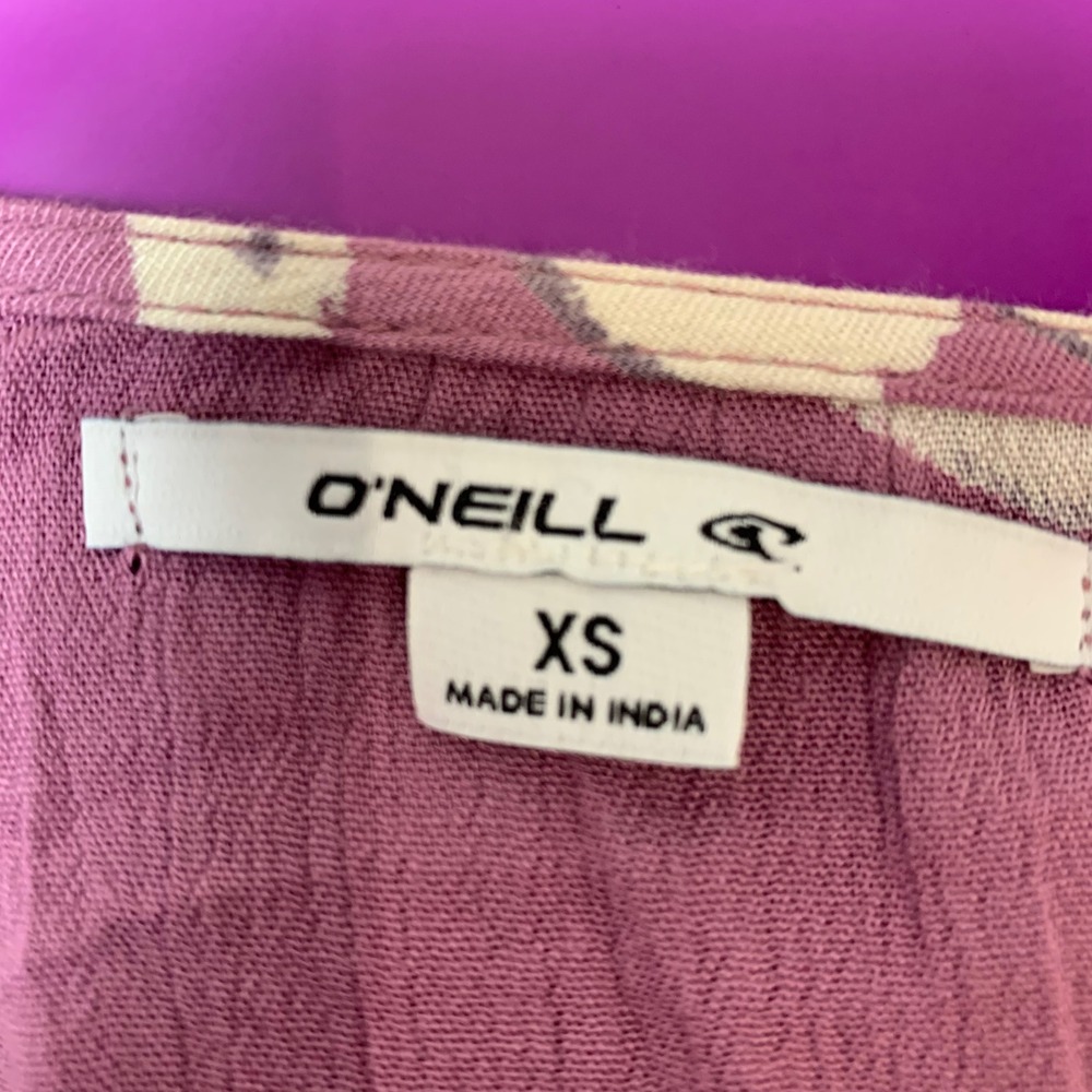 O'Neill Maxi Dress Womens XS Mauve Purple Excellent Floral Wrap V-Neck Boho - Picture 2 of 8